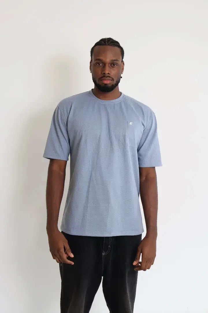 Camiseta Texturas Azul Menta Regular Fit Pocket