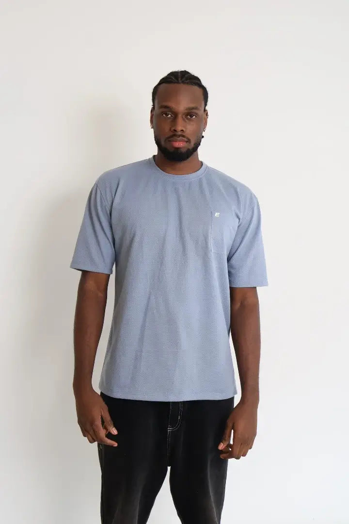 Camiseta Texturas Azul Menta Regular Fit Pocket