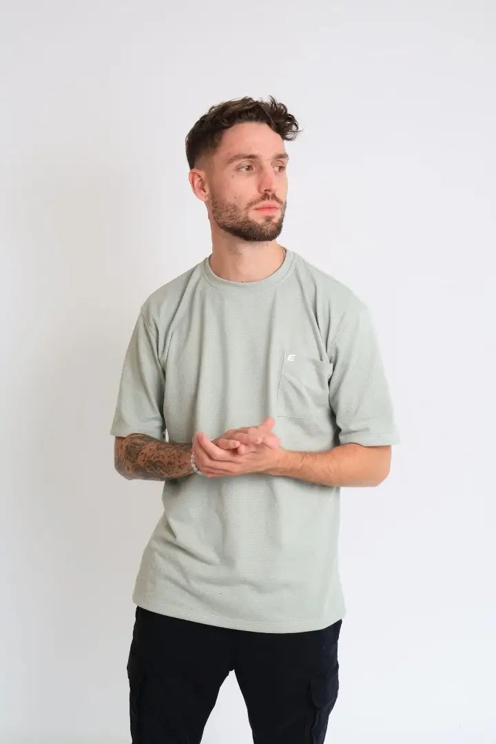 Camiseta Texturas Verde Oliva Regular Fit Pocket
